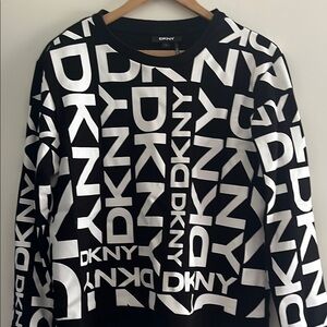 DKNY Black and White Graphic Text Hoodie